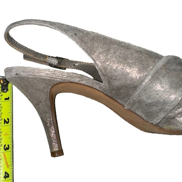 Vince Camuto Shimmery Silver Twist Front Peep Toe Heels 10M - Picture 7 of 8